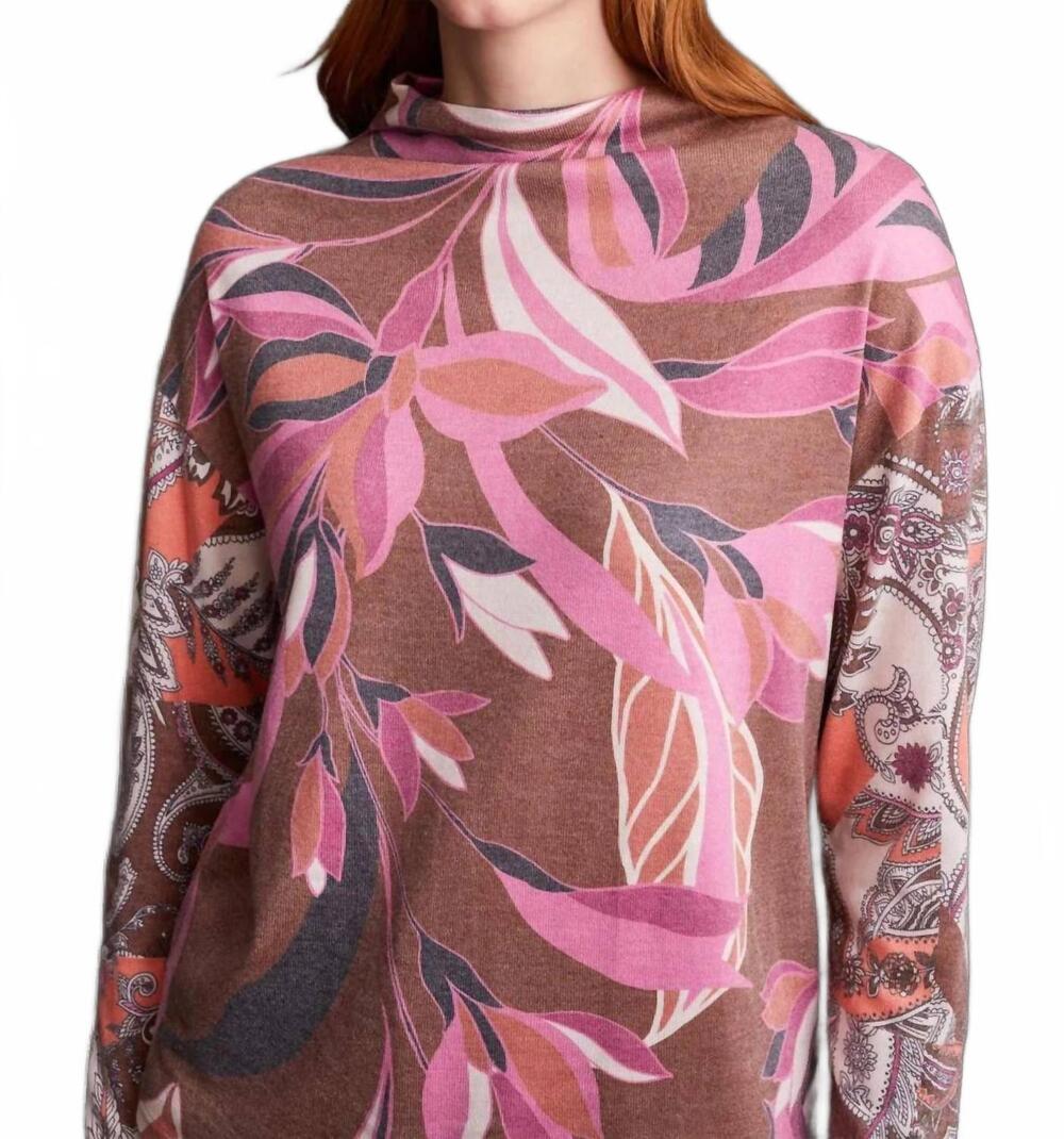 NEW TRIBAL drop shoulder funnel neck top in marsala